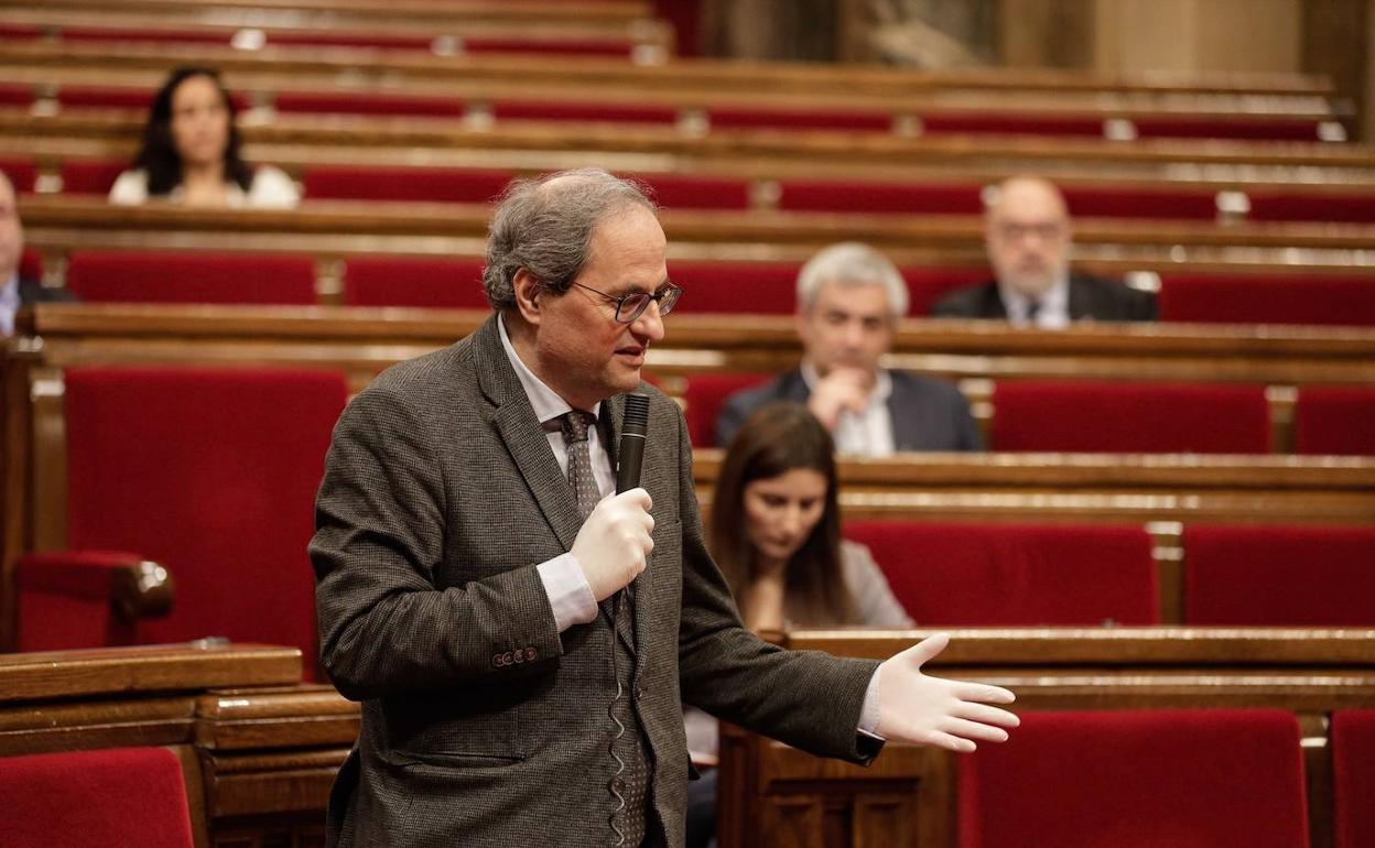 Quim Torra, en el Parlamento catalán.