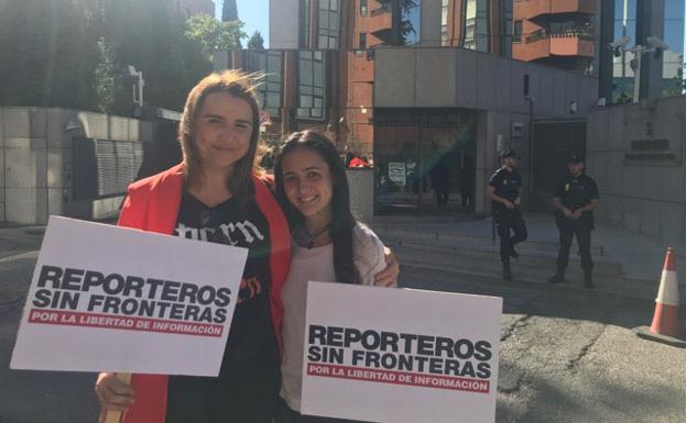 Protesta de RSF ante la Embajada de Arabia Saudí en Madrid por el asesinato deJamal Kashoggi.