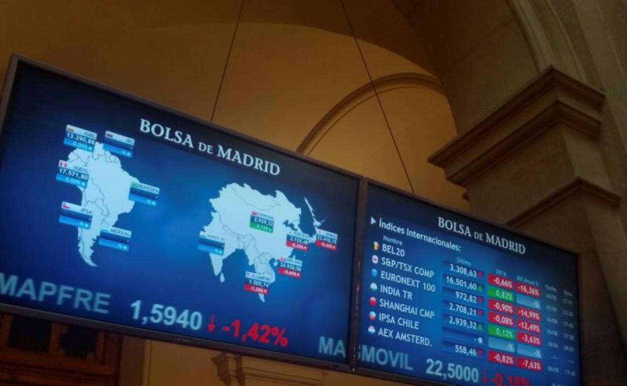 Paneles de la Bolsa de Madrid 