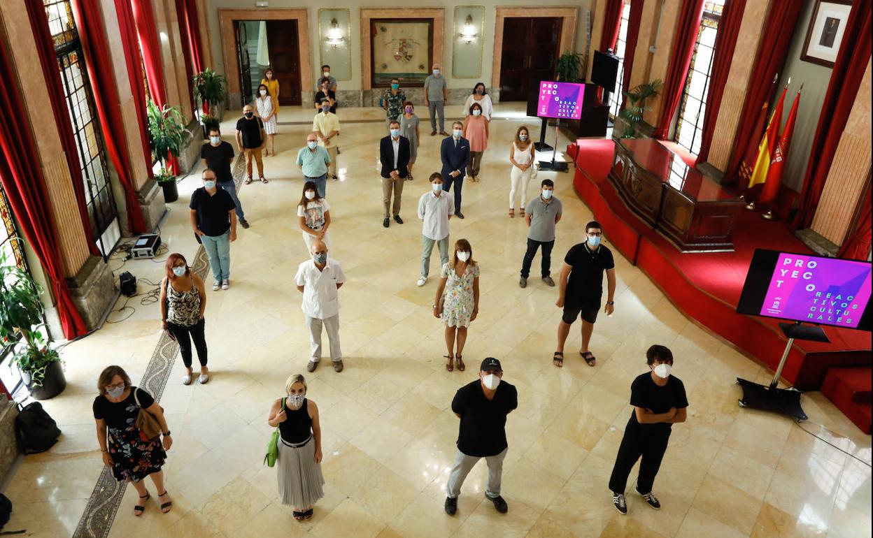 Presentación de los 18 proyectos seleccionados, este lunes, en el Ayuntamiento de Murcia.