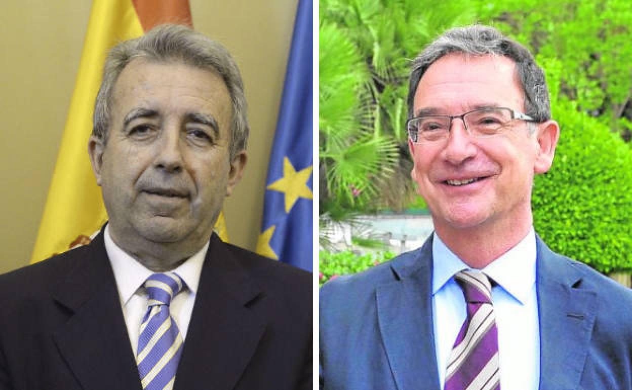 El exconsejero de Agricultura y Agua del Gobierno regional Antonio Cerdá y el exconsejero de Obras Públicas Joaquín Bascuñana.