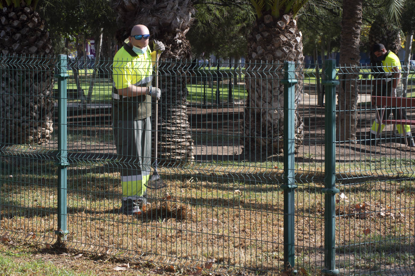 Fotos: Trabajos de limpieza y desinfección diarios en los parques de Murcia