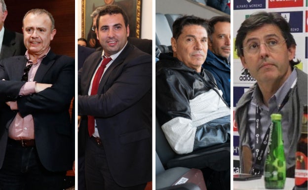 De izquierda a derecha, Francisco Miró (Real Murcia), José Luis Mendoza García (UCAM), Hugo Issa (Lorca Deportiva) y Pedro Martínez (Yeclano). 