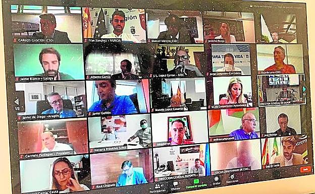 Reunión telemática celebrada esta semana entre el Consejo Superior de Deportes, federaciones, comunidades, COE y Comité Paralímpico.