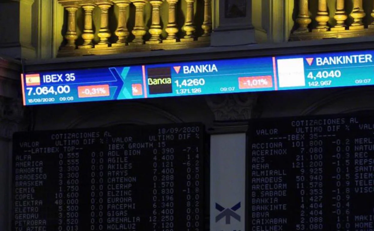 Paneles de la Bolsa de Madrid 