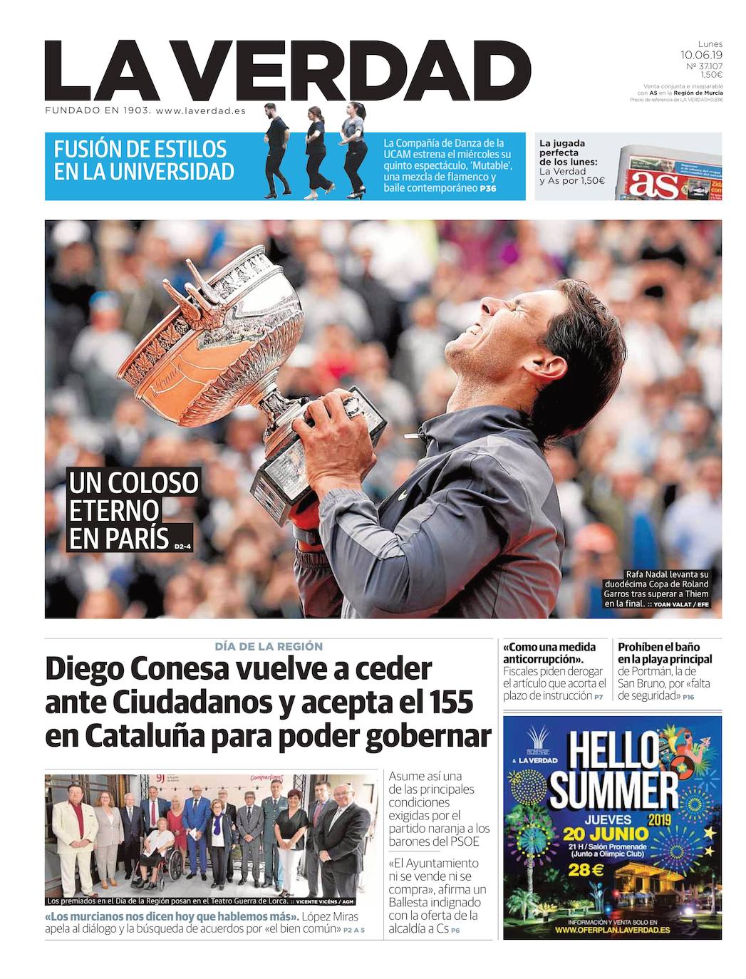 Fotos: Las trece portadas de LA VERDAD que ilustran el reinado de Rafa Nadal en Roland Garros