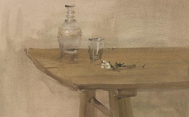 'La mesa (el estudio de Salvador Moreno)', de 1950, obra de Ramón Gaya donada a Murcia que se exhibe en 'Obra escogida'.