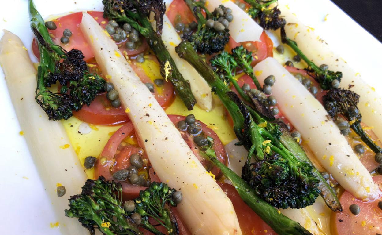 Ensalada de espárragos y bimi