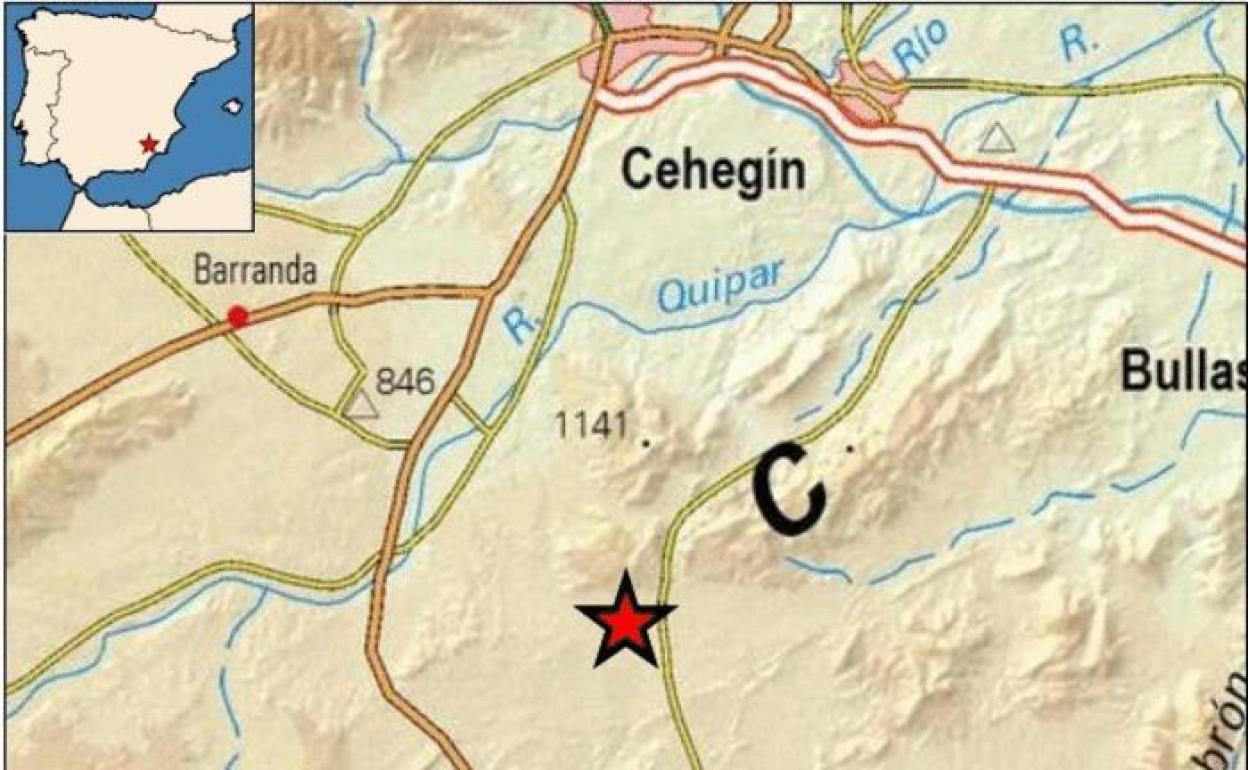Epicentro del terremoto registrado en Caravaca.