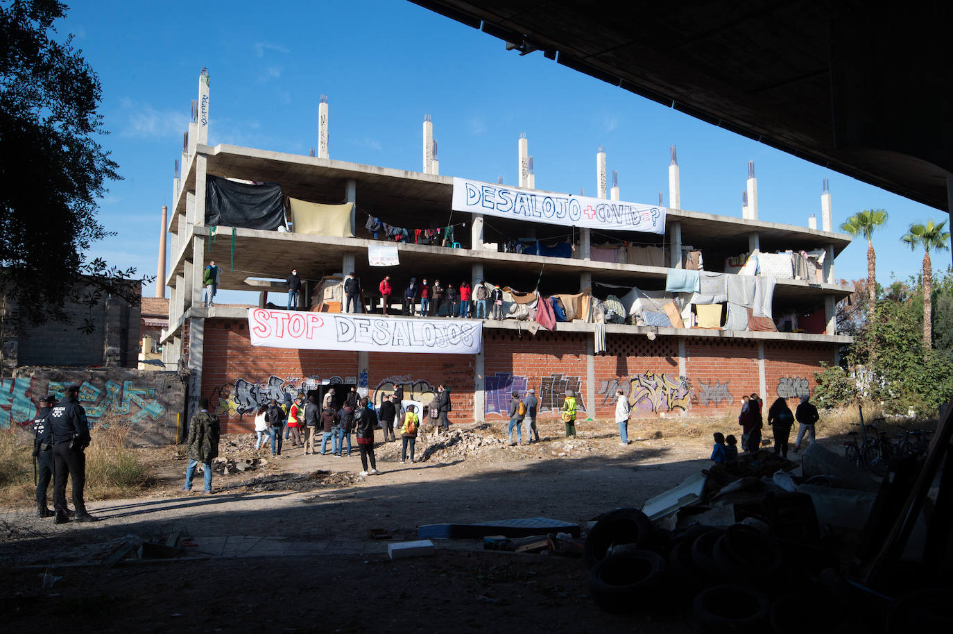 Fotos: Protestas por el desalojo de un edificio ocupado en el barrio murciano de San Pío
