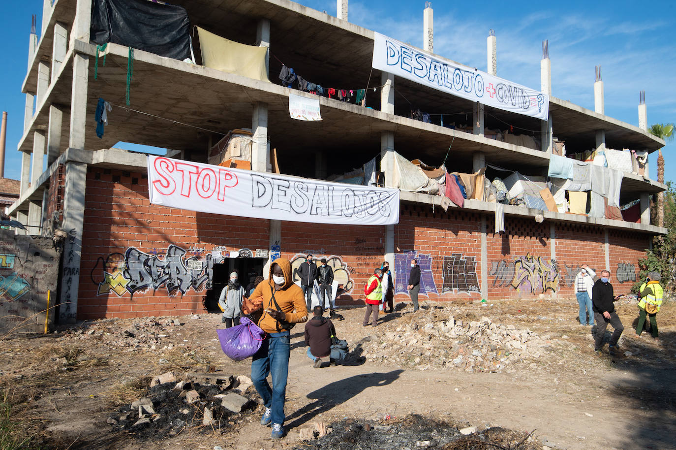 Fotos: Protestas por el desalojo de un edificio ocupado en el barrio murciano de San Pío