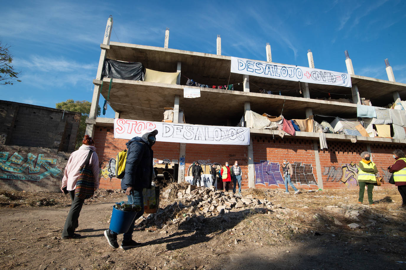 Fotos: Protestas por el desalojo de un edificio ocupado en el barrio murciano de San Pío