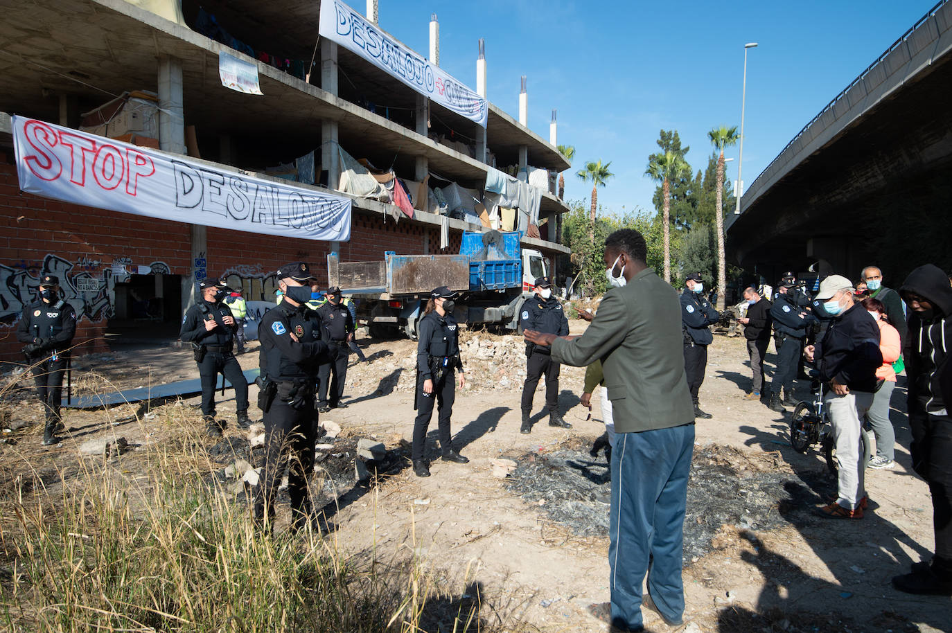 Fotos: Protestas por el desalojo de un edificio ocupado en el barrio murciano de San Pío