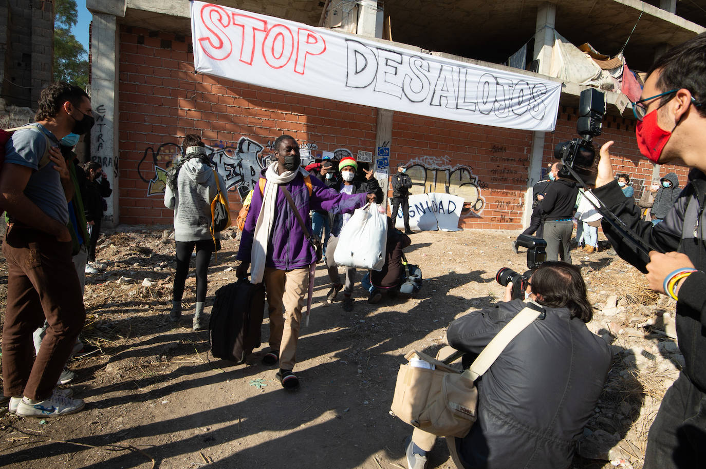 Fotos: Protestas por el desalojo de un edificio ocupado en el barrio murciano de San Pío