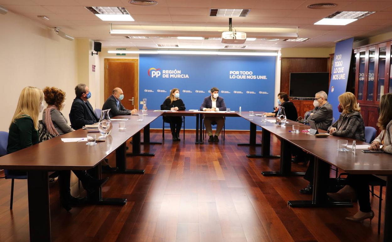 La reunión de trabajo que ha tenido López Miras con con profesionales y familias de los centros de Educación Especial en la Región de Murcia.