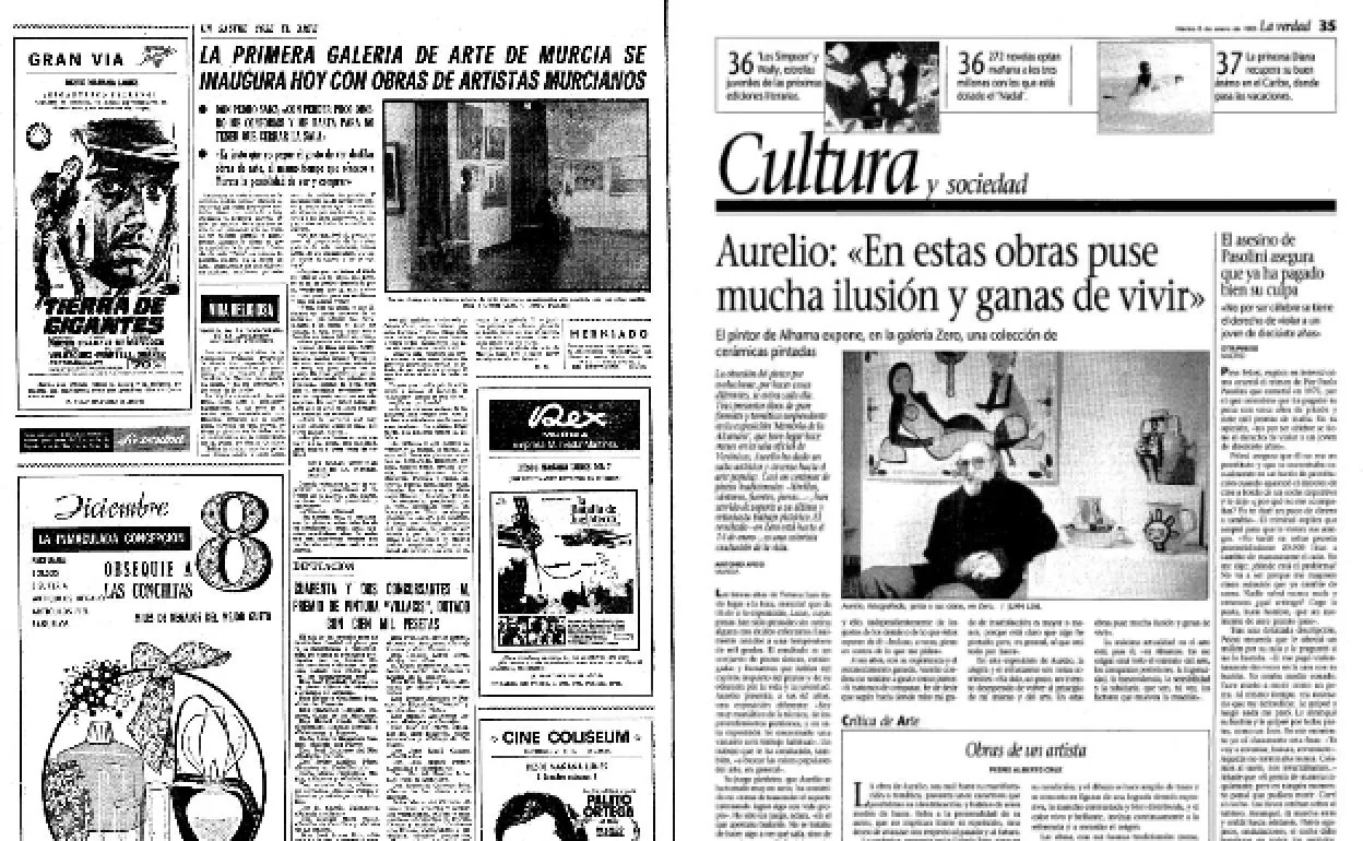 6/12/1970-5/01/1993 La galería Zero se convirtió hace 50 años en la primera galería de arte de Murcia. En ella han expuesto artistas como Pedro Cano, Gómez Cano y Aurelio/