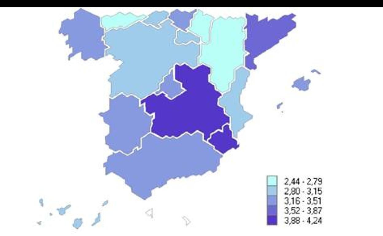 Tasa de congestión de los órganos judiciales de la Región. 