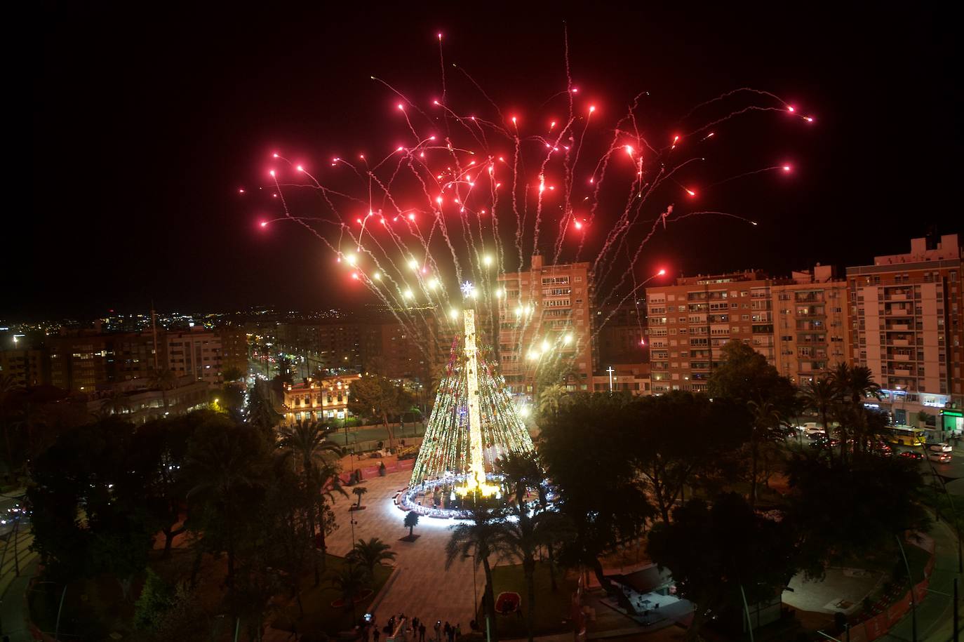 Fotos: El árbol de Navidad de Murcia ya brilla en la Plaza Circular