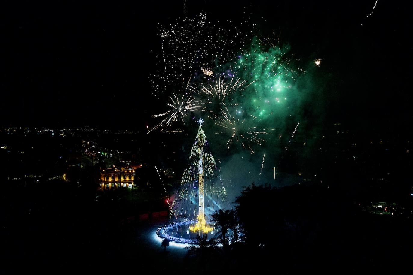 Fotos: El árbol de Navidad de Murcia ya brilla en la Plaza Circular