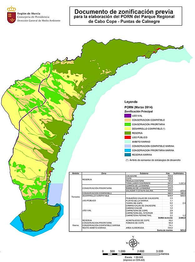 Propuesta de zonificación del parque regional.