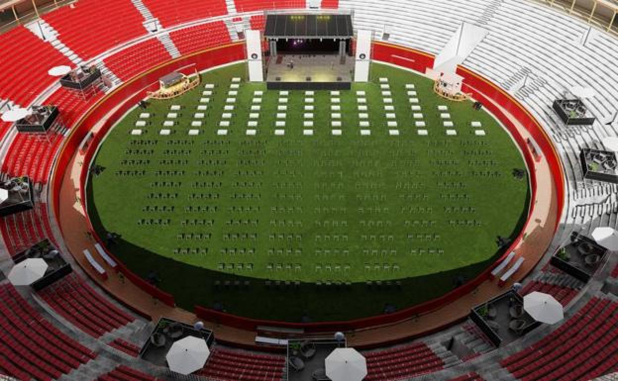Escenario habilitado en la Plaza de Toros de Murcia para acoger algunos de los conciertos.