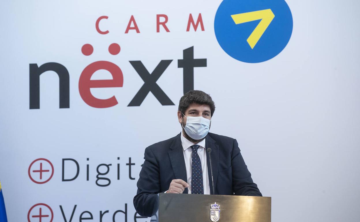 López Miras presenta los proyectos para los fondos europeos, este viernes.