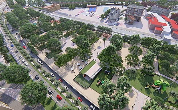 Recreación de la futura vista aérea del jardín del Malecón, tras la conclusión de los trabajos, prevista para el próximo verano.