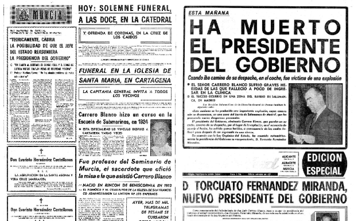 20/12/1973LA VERDAD publicó una edición especial donde, además de informar del suceso acontecido horas antes, indicaba que Torcuato Fernández Mirada sería el nuevo presidente.