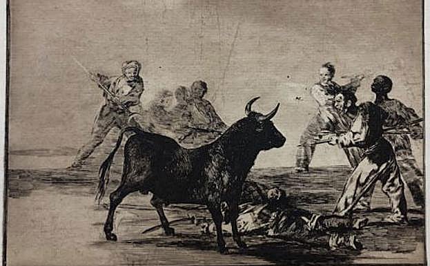 'Desjarrete de la canalla con lanzas, medias lunas, banderillas y otras armas', de Francisco de Goya.