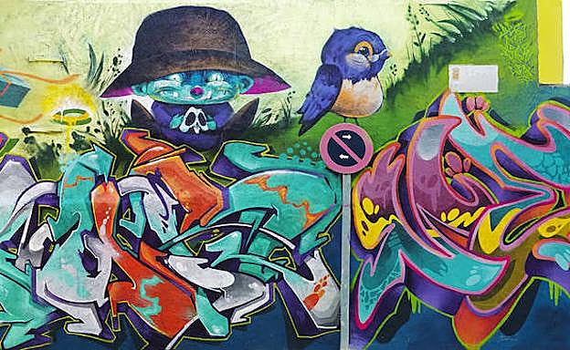 Grafiti de Best, Nels, Agl, Mr. Chapu y Nea en Los Garres (Murcia). 
