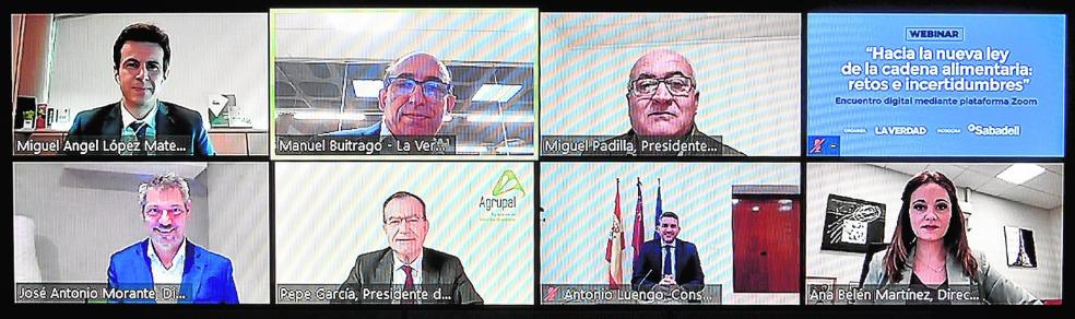 El jefe de Local de LA VERDAD, Manuel Buitrago, moderó el 'webinar' en el que participaron Miguel Ángel López, Miguel Padilla, José Antonio Morante, José García, Antonio Luengo y Ana Belén Martínez.