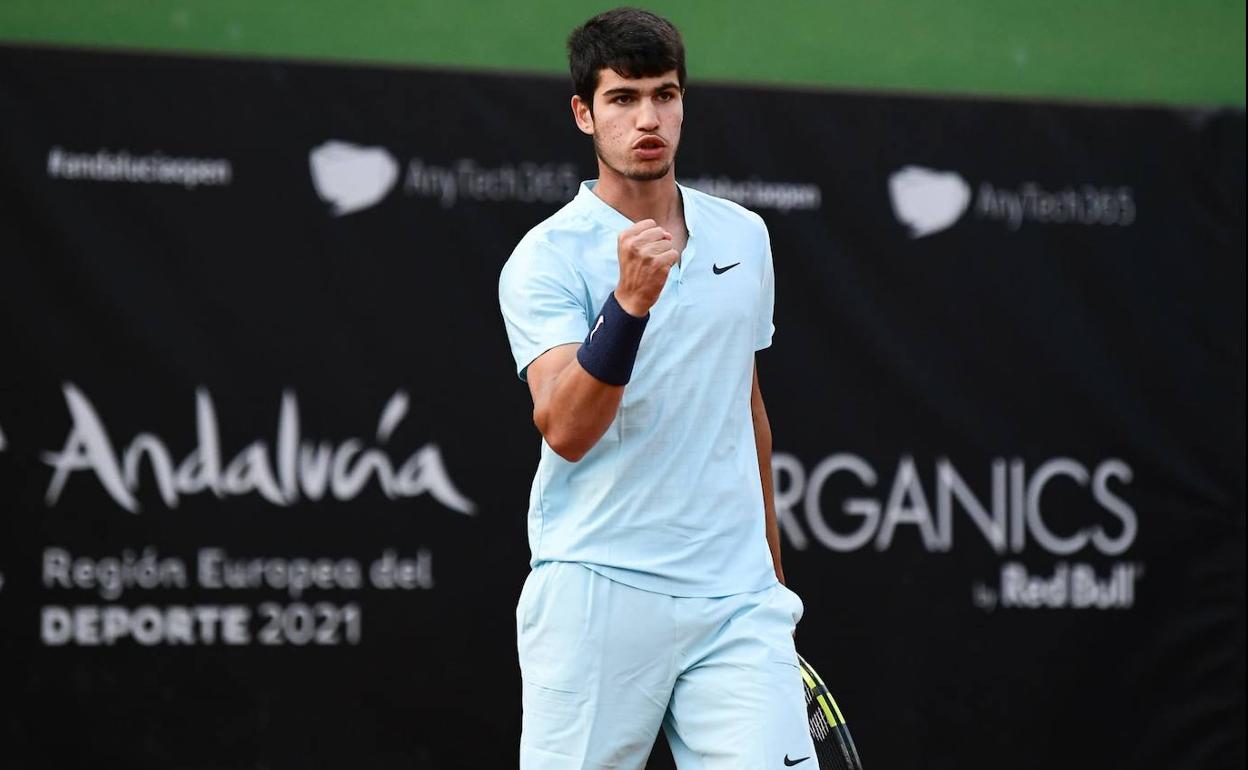 Carlos Alcaraz, en su partido de cuartos.