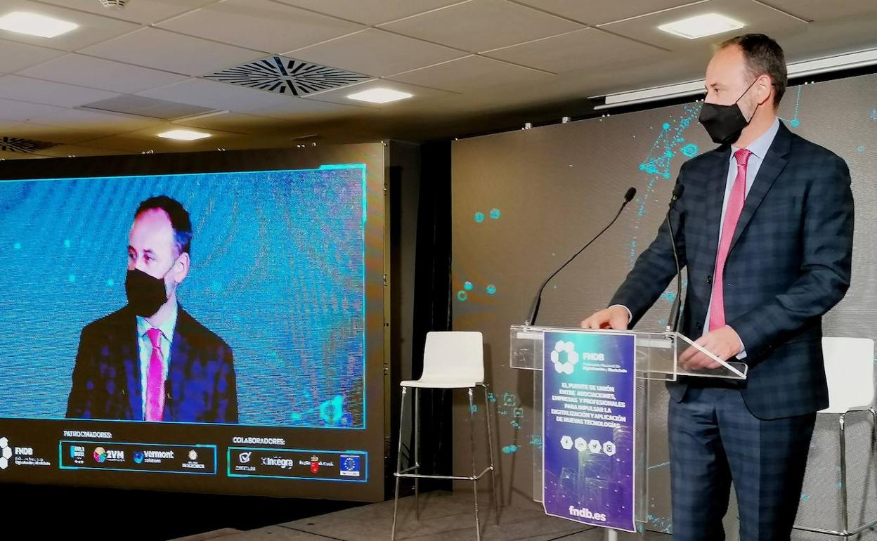 Javier Celdrán, este miércoles, durante la jornada de presentación de la nueva Federación Nacional de Digitalización y Blockchain.