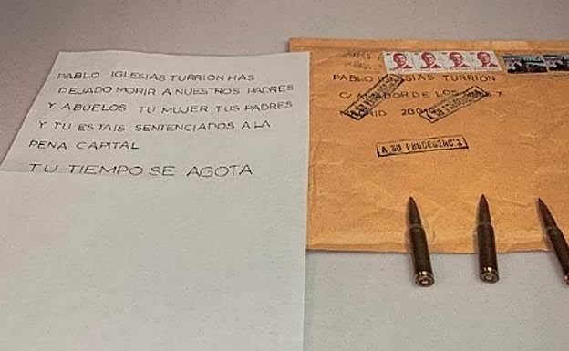 Marlaska e Iglesias reciben una carta amenazante con balas en su interior
