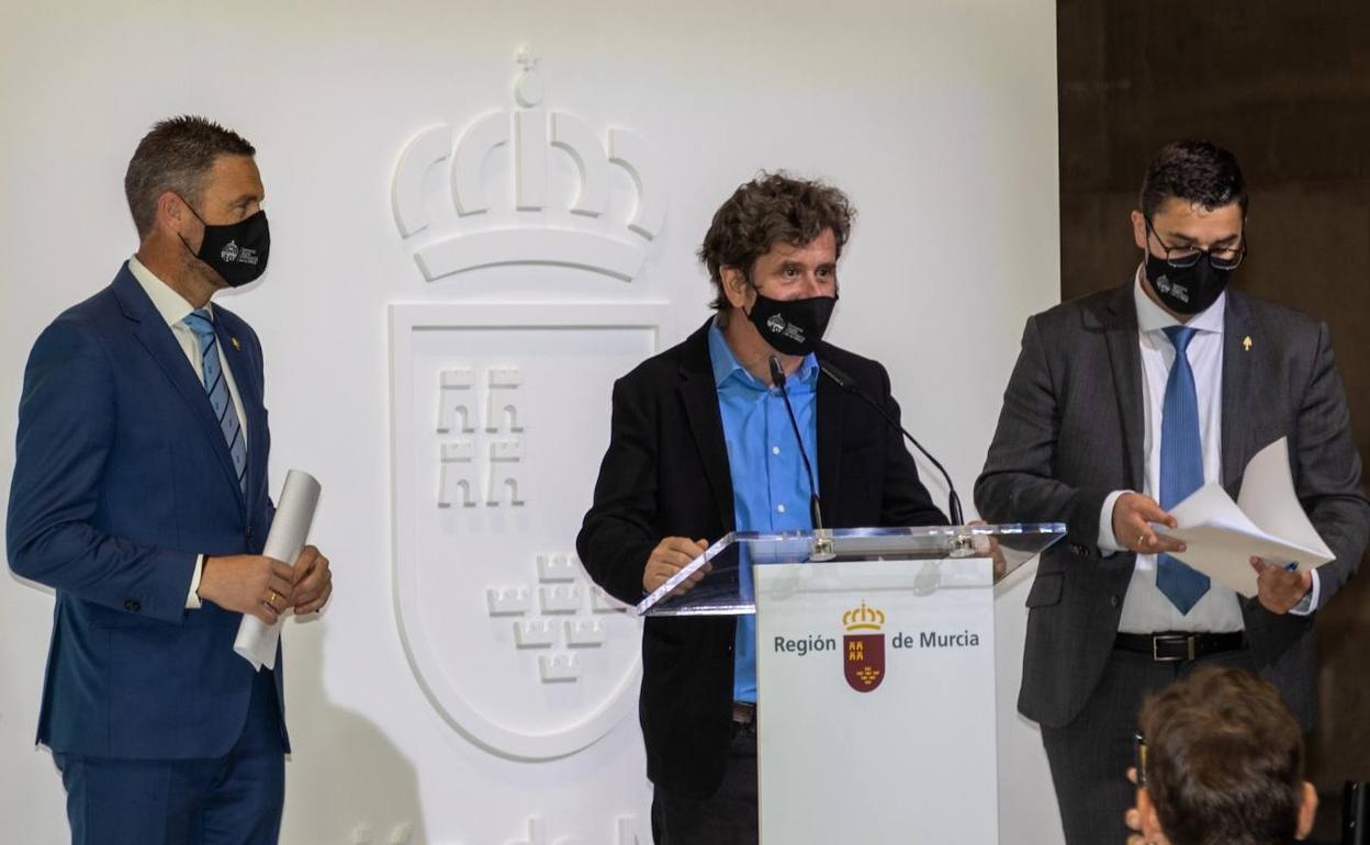 El actor Gabino Diego durante la presentación de la Semana de Teatro de Caravaca, en el stand de la Región de Murcia en FITUR 