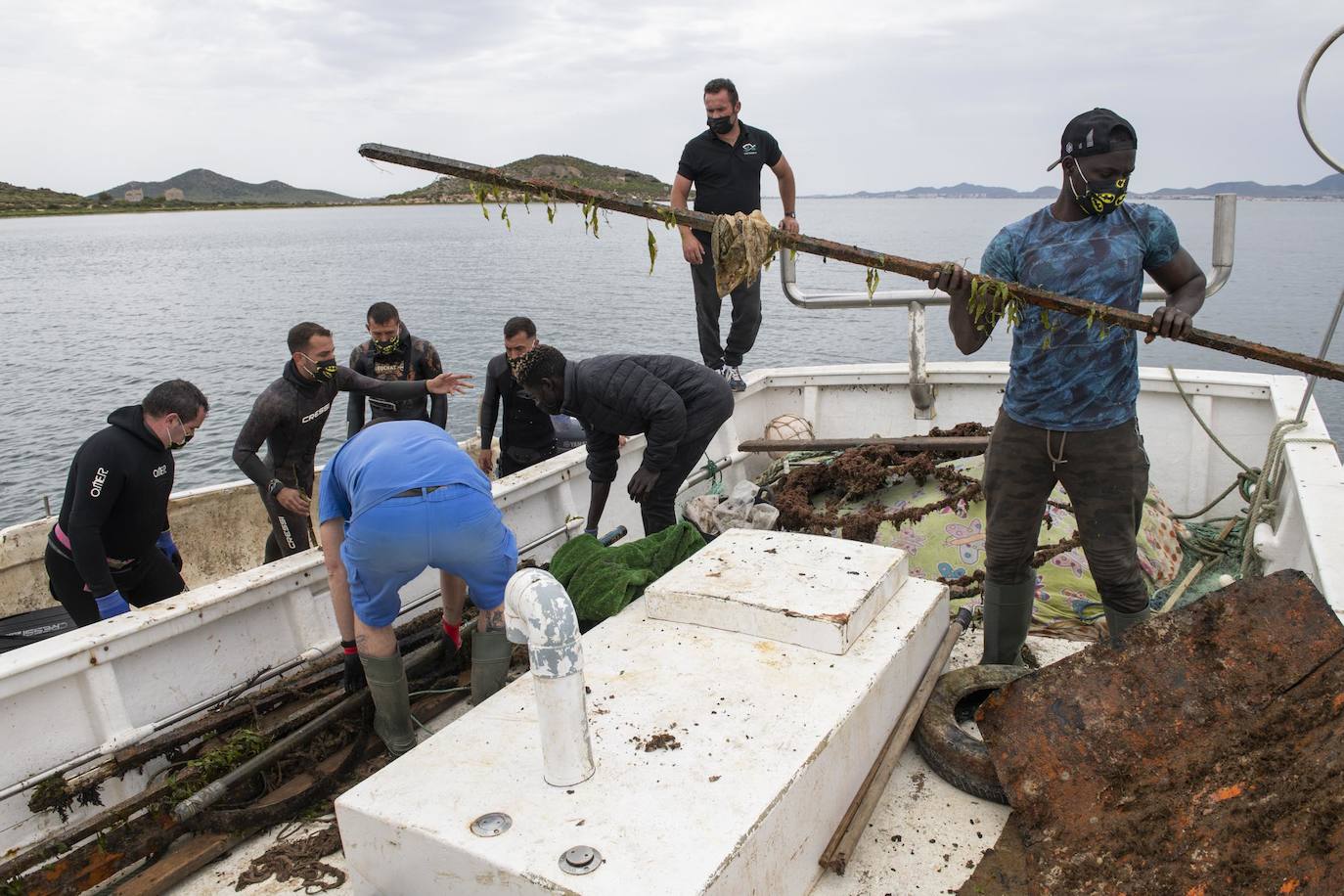 Fotos: Limpieza de residuos en el fondo del Mar Menor