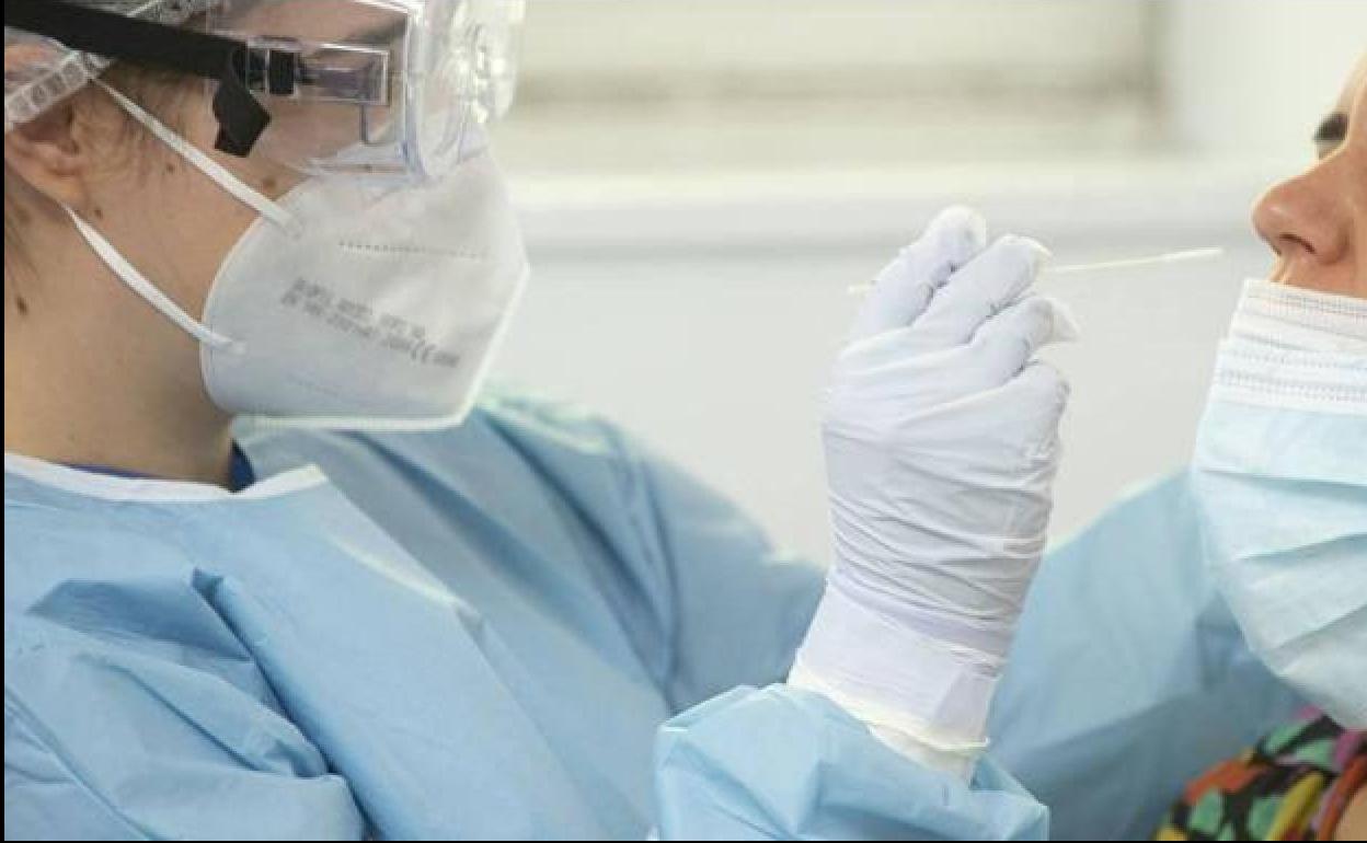 Un sanitario realiza un prueba PCR, en una fotografía de archivo.