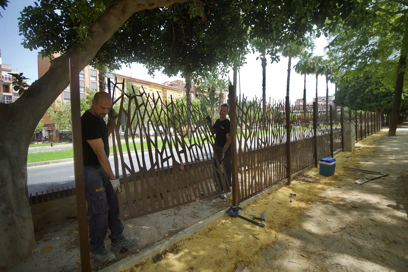 Fotos: Comienza el vallado del Jardín del Malecón de Murcia