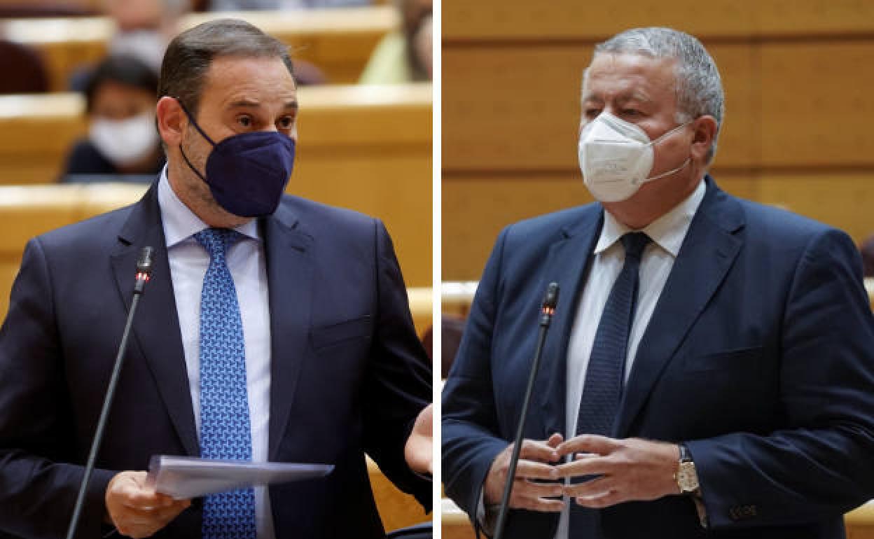 Ábalos y Bernabé, este martes, durante la sesión de control al Gobierno en el Senado.