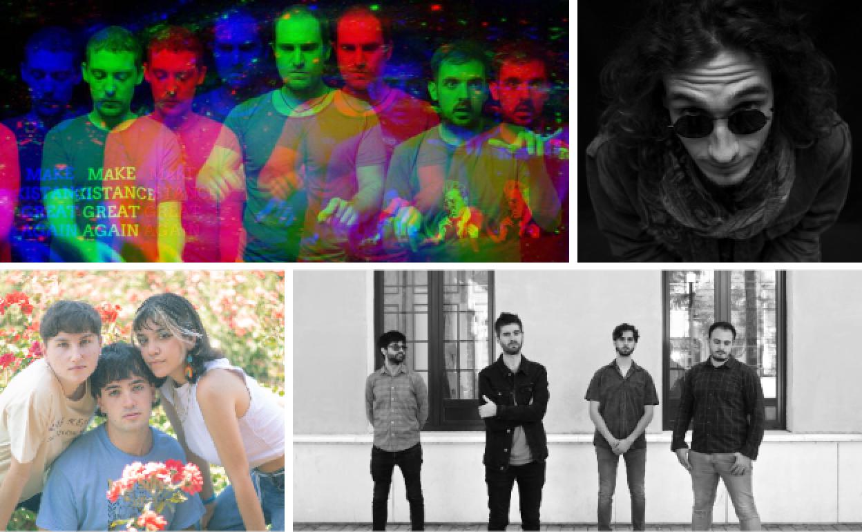 El grupo Shaman Shaman. | El vocalista de Goblin Circus. | El trío Perdón.| Los cuatro integrantes de la banda Pleyel.