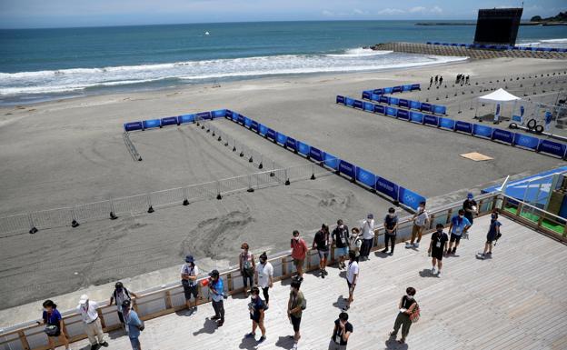 Alrededores de la playa de Tsurigasaki, preparada para los Juegos.