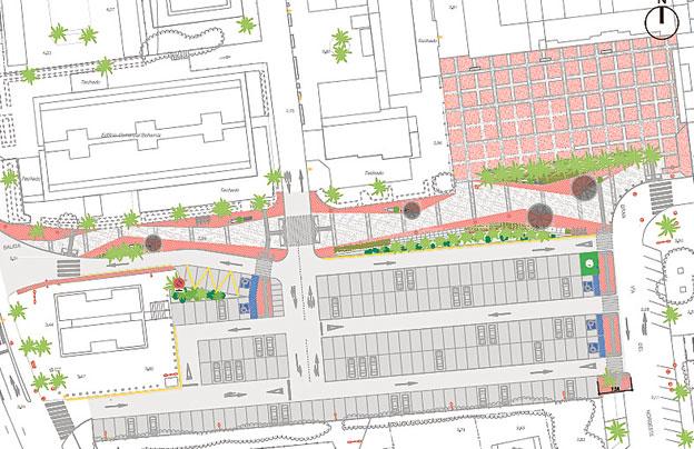 Plano del proyecto de remodelación de la plaza. 
