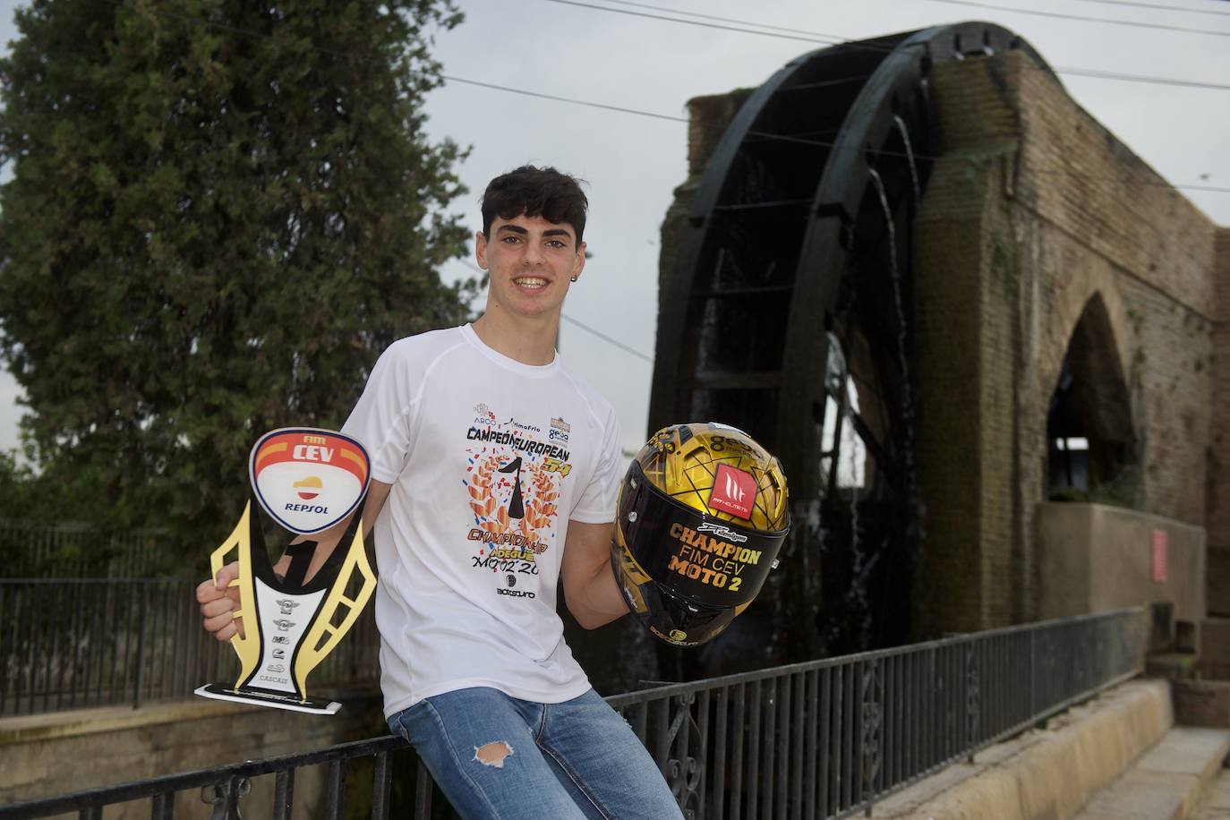 Fermín Aldeguer, piloto murciano, en La Rueda de La Ñora, ayer por la tarde. 