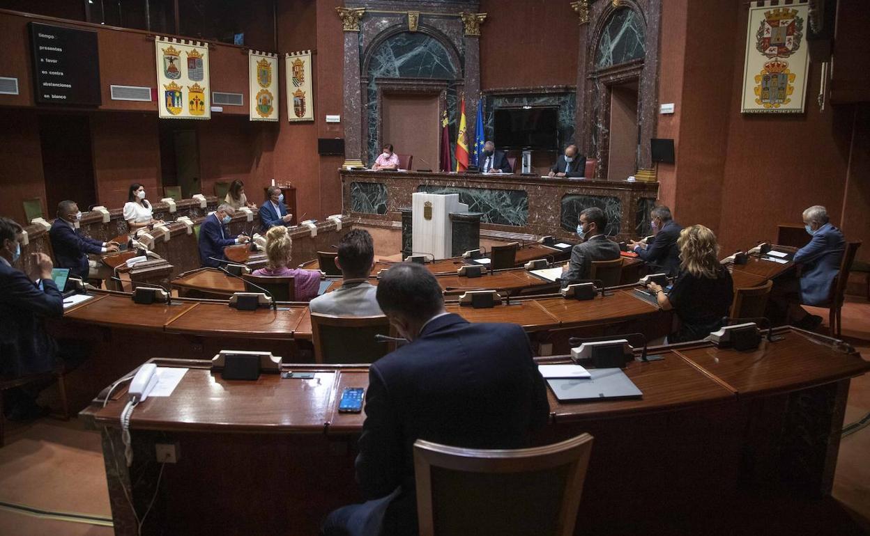 Reunión de la comisión permanente de la Asamblea Regional, este viernes. 