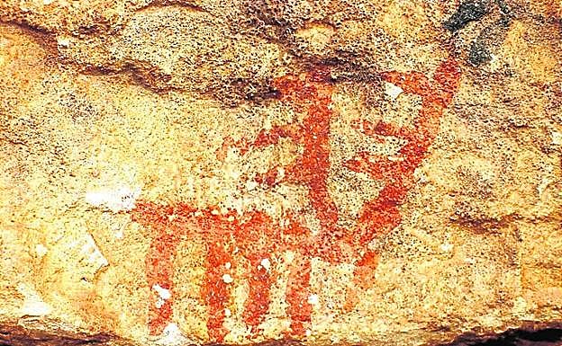 Figura del cérvido en los Abrigos del Buen Aire, en Jumilla.