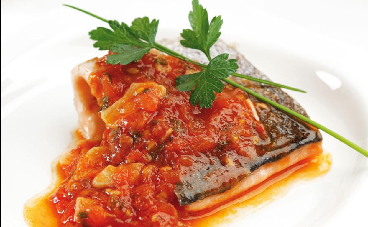 Filete de trucha con pisto