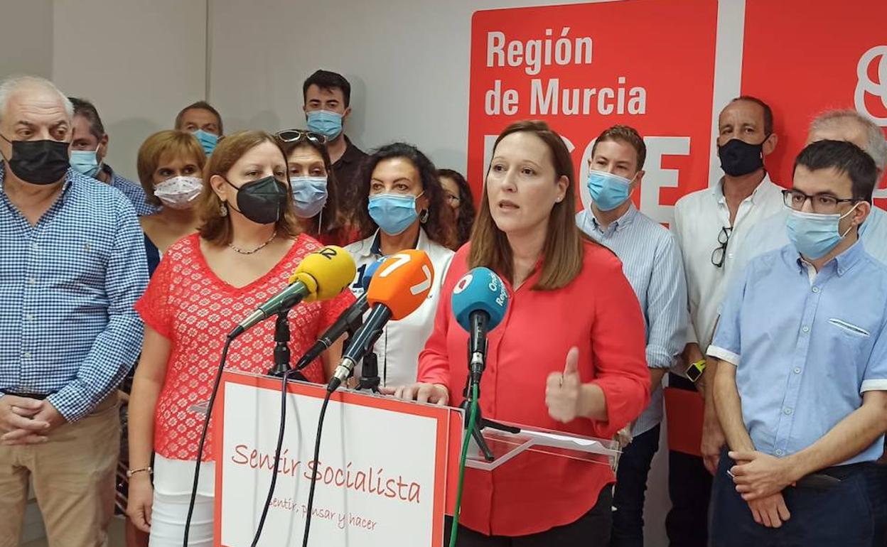 Lourdes Retuerto, este sábado, en la presentación de su candidatura a la secretaría general del PSRM.