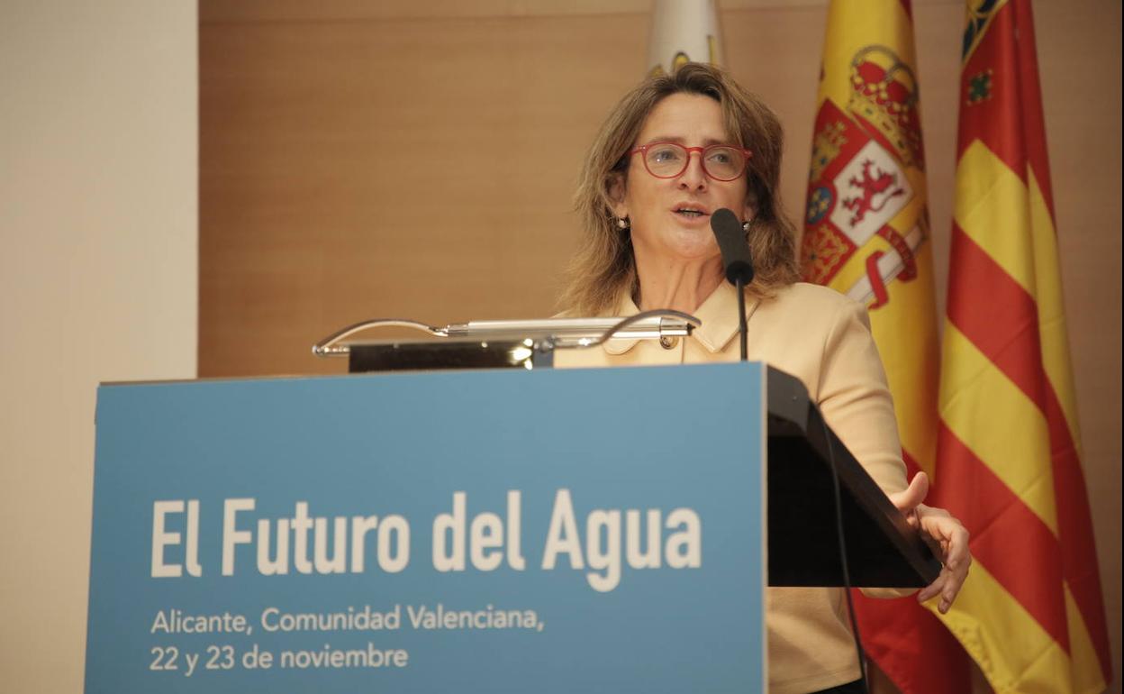La vicepresidenta para la Transición Ecológica, Teresa Ribera, en un acto este lunes en Alicante.
