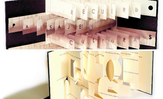 Palabras. Varios de los cuadernos recortados de Luis Izquierdo. 