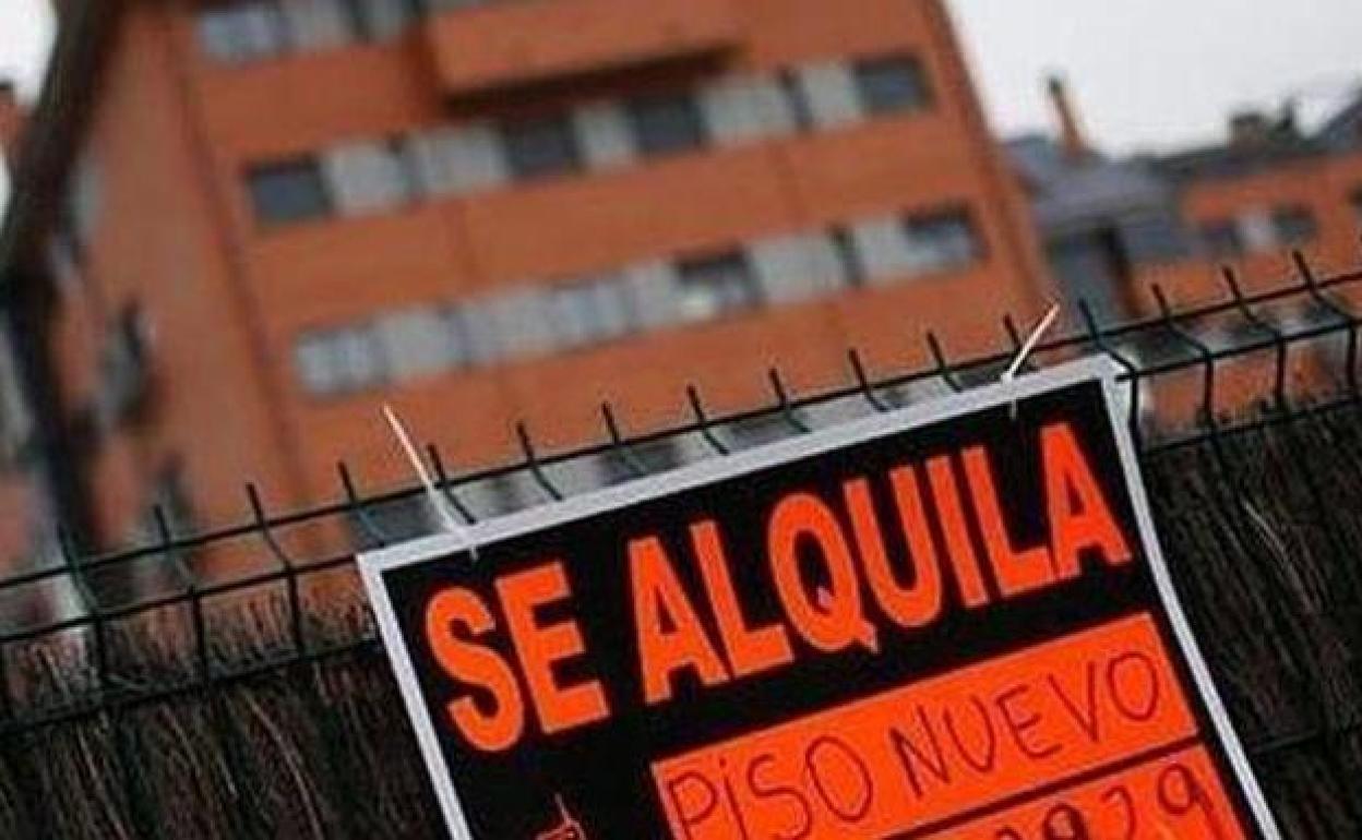 Un cartel de 'se alquila'. 